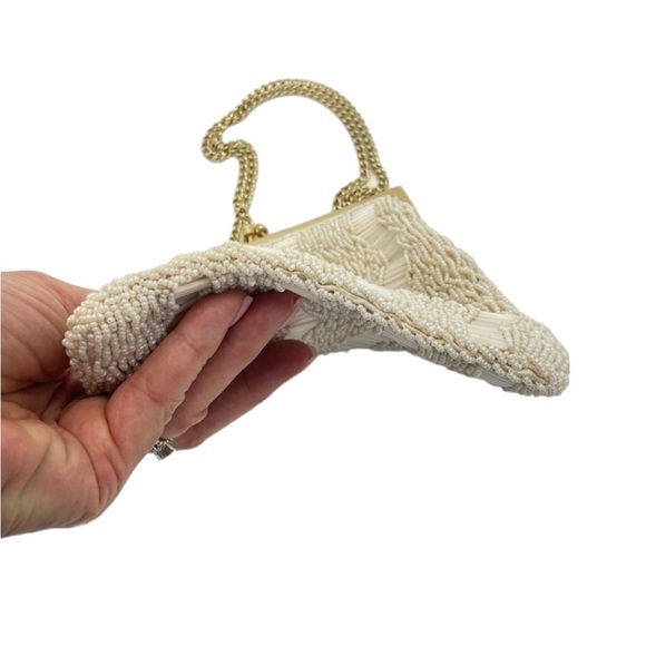 Vintage Hand Beaded Bag Ivory/Gold - Picture 9 of 14